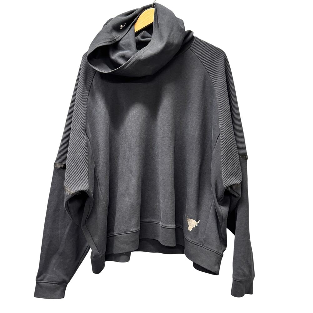 Project Rock Hoodie Womens Small Black Oversized ALL DAY HUSTLE Under armour